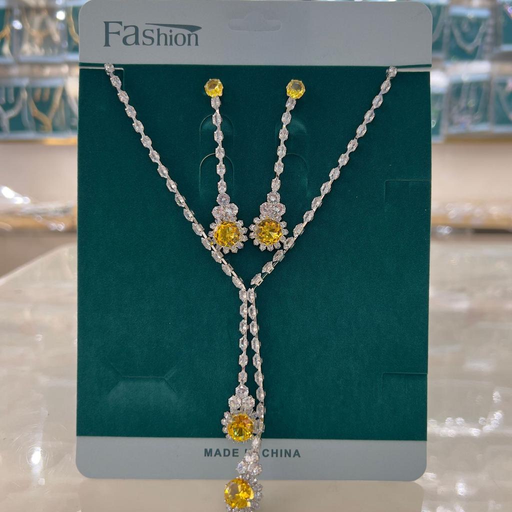 Women's Flower Necklace Earrings Jewelry Set for Wedding Party Festival Accessories Gifts