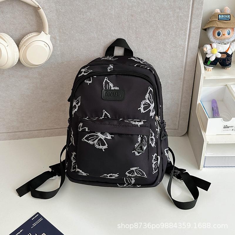 Schoolbag Japanese niche printed butterfly backpack female versatile college student class bag leisure travel backpack computer bag