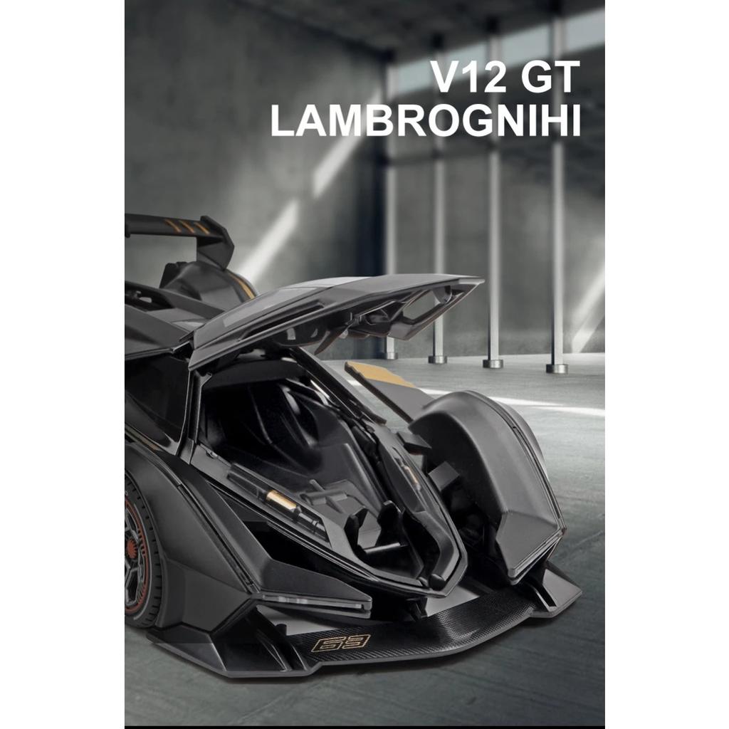 1/22 Lamborghini V12 GT Alloy Miniature Car Model Diecast Metal Scale Car Sound and Light Collection Childrens Toy Car Vehicles Gift