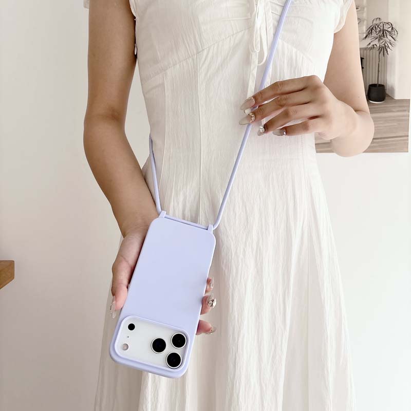 Husă de telefon cu șnur de lux pentru IPhone 17 Air 16 15 14 13 12 Pro Max Plus 16E, Culoare bomboană, Carcasă moale din silicon TPU