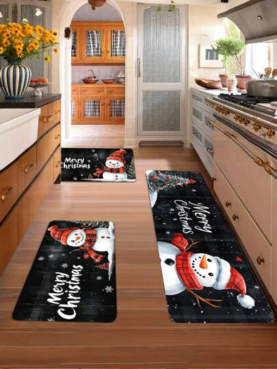 Santa Claus Balloon Printed Kitchen Carpet Non Slip Durable Entrance Mat Suitable for Home Office Laundry Room Quick Drying Mat