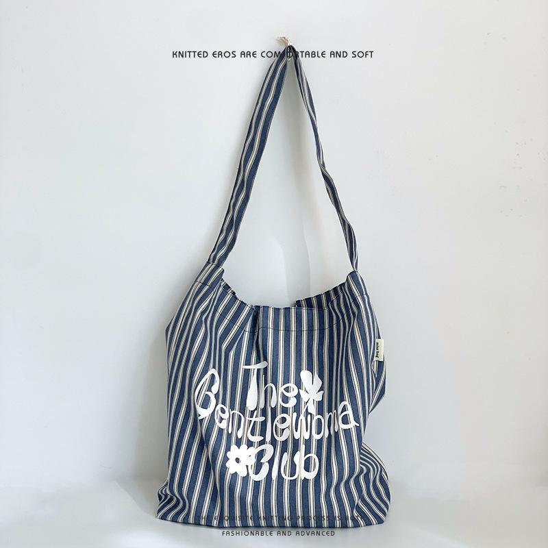 

Сумка через плечо, большая вместительная сумка-тоут в полоску, сумка на одно плечо синий