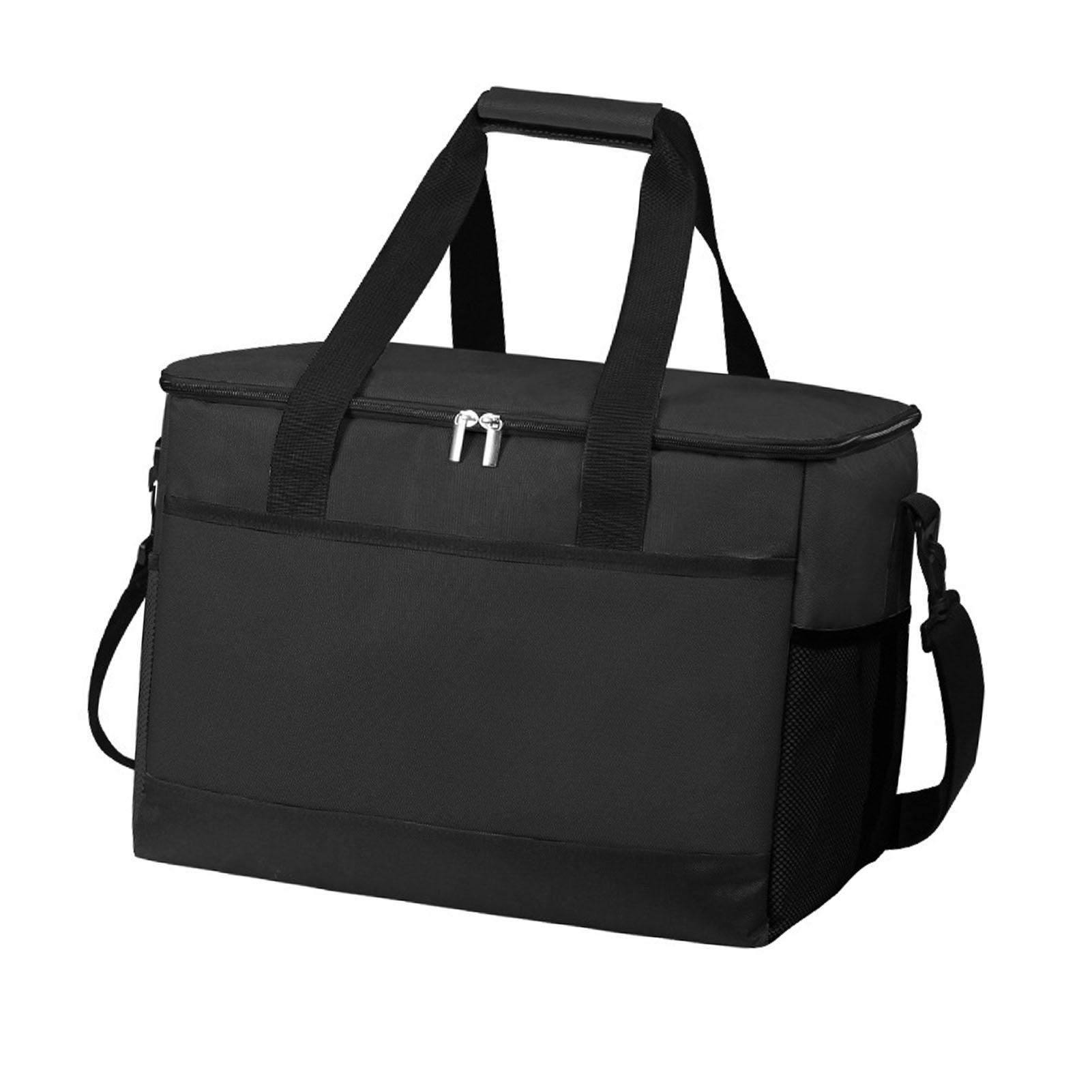 Insulated Bag 35L Large Capacity Watertight Folding Portable Cooler Bag with Pockets for Camping Black