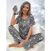 Green Little Flower Women Pajamas Sets Autumn Winter Long Sleeves Long Pants Casual Sleepwear Cozy Pyjamas Soft Pijamas Girl Pjs
