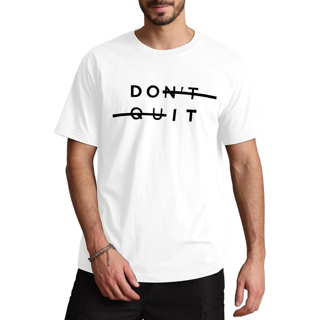 Men's "Don't Quit" Inspirational Slogan Print T-Shirt, Minimalist Typography Streetwear Short Sleeve Top