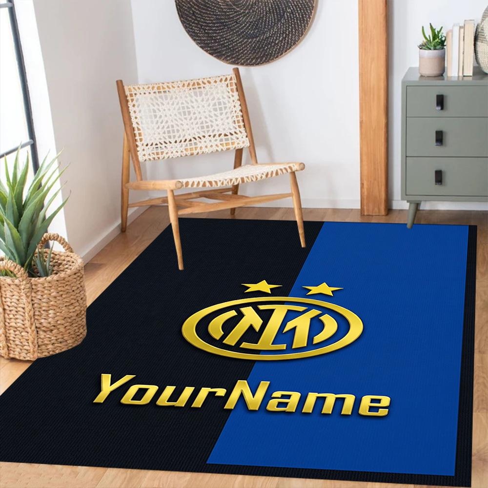 Inter Milan Personalized Text Area Rug Perfect for Dining Room Entryway Bedrooms Hallway Antislip Carpet Decorate Offices