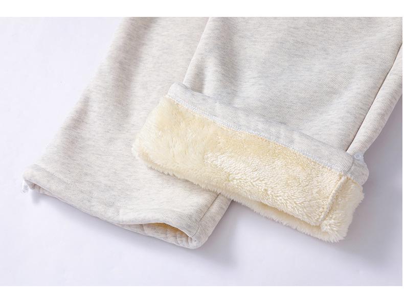 Women's Gray Fleece-Lined Sweatpants, 2025 Early Autumn Style, Straight-Leg, Petite, Wide-Leg Activewear.