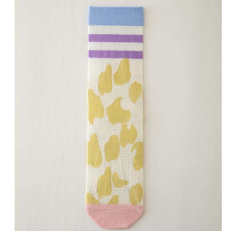 

New Cotton Checkerboard Diamond Bear Mid-Tube Socks - Spring/Autumn College Style for Ladies One Size