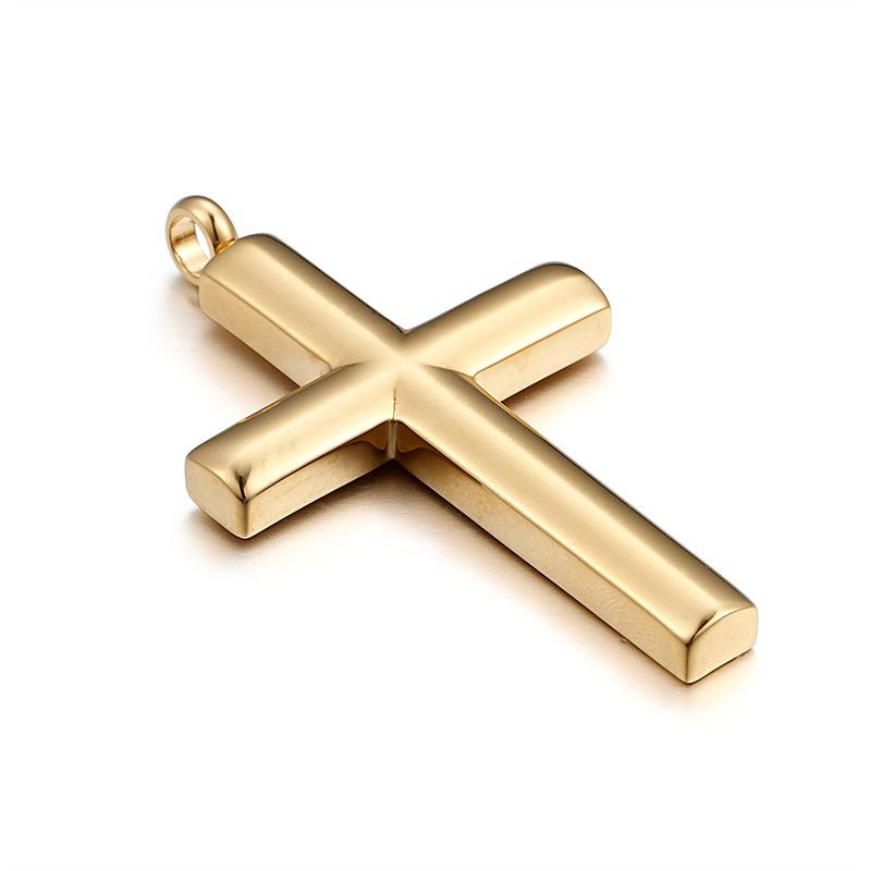 Classic Glossy Cross Necklace, Titanium Steel Pendant, Couple Necklace For Men And Women