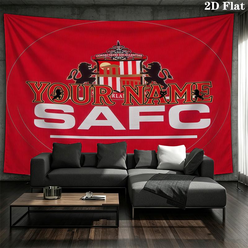 Sunderland Association Football Club Custom Name Wall Tapestry Aesthetic Wall Hanging Printed Fabric Blanket Decorative Tapestries for Bedroom Living 