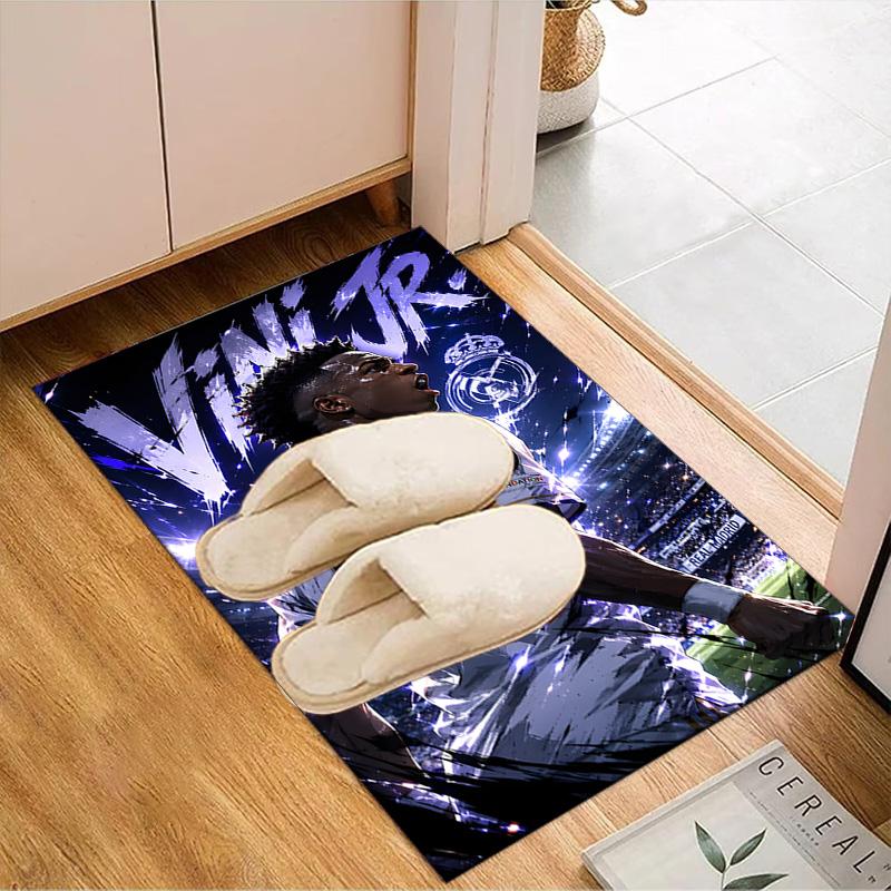Brazilian Football Star Rug for Living Room, Game Rooms, Office, Bedroom, Office Floor Mat Playful Design, fan gifts Christmas decor