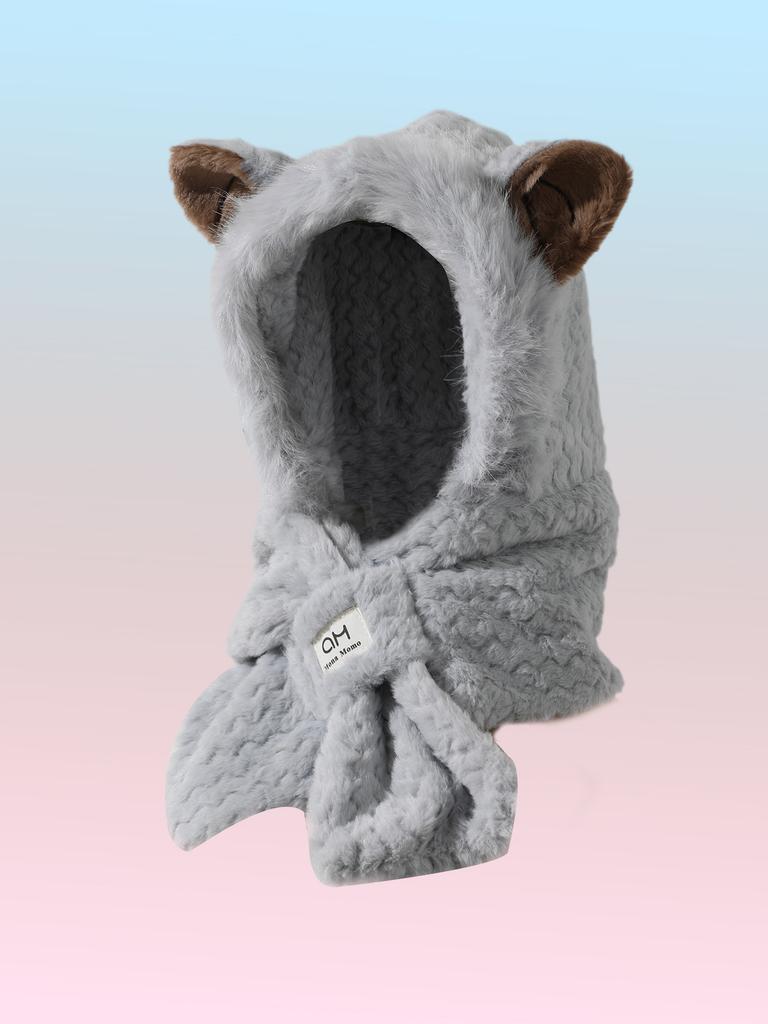 New Cute Fashion Young Ladies'  Teenager Soft Plush Winter Warm Thermal Travel Ski Party Scarf and Hat Set