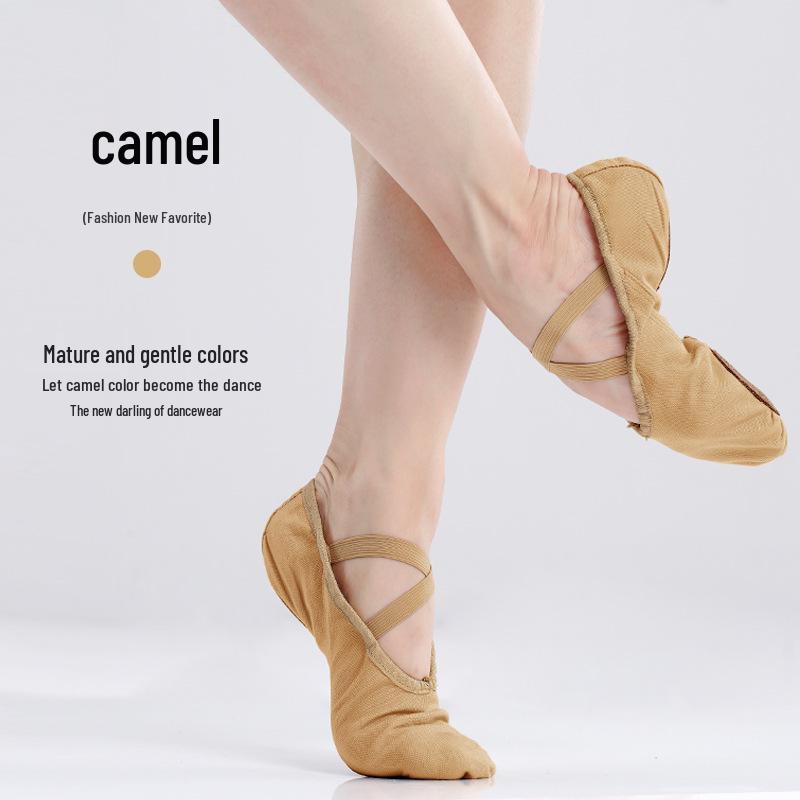 Ballett-dansesko i lerret for barn og kvinner - Myk såle, ensfarget, egnet for yoga og trening