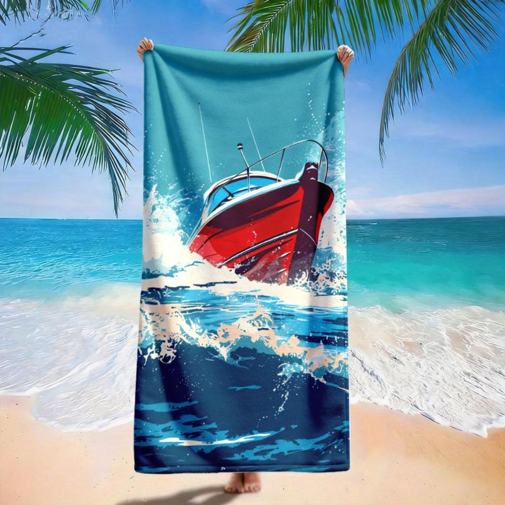 Summer Holiday Nautical Style Microfiber Beach Towel Sandproof Waterproof 2D Flat Printed Swim Bath Towel Outdoor Sport