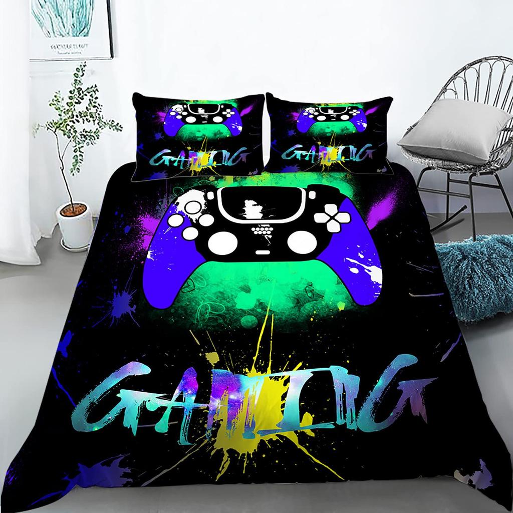 Purple Space Unicorn Three-Piece Quilt Cover 3D Digital Printing Bedding Set Bed Cover