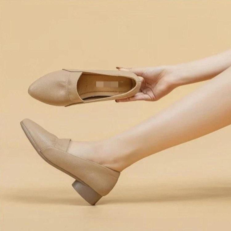 Temperament single shoes spring new low-heeled soft leather shallow mouth soft-soled shoes Doudou shoes