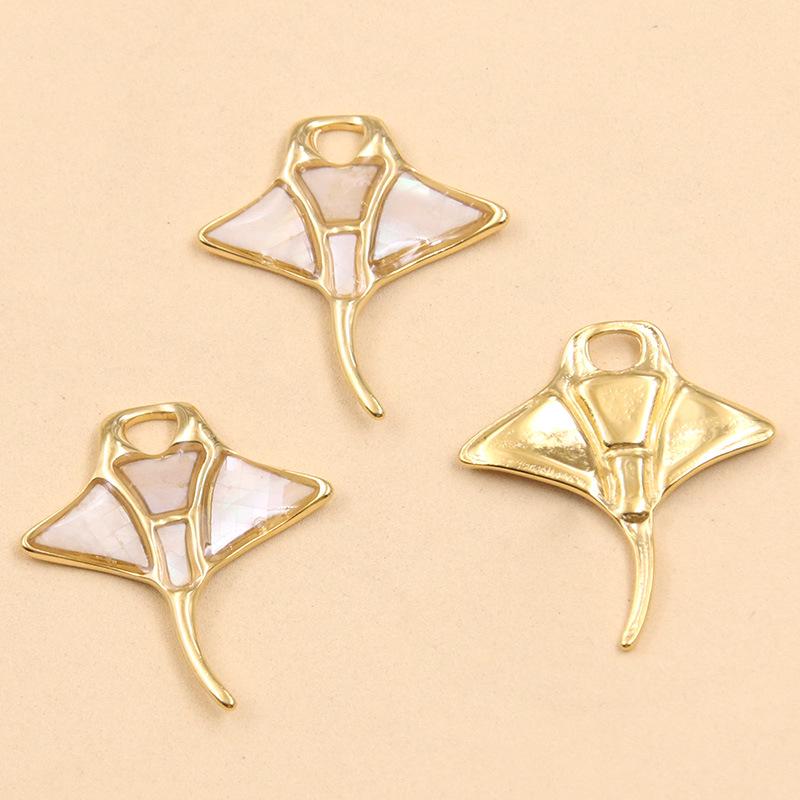Colorful Marine Life Stainless Steel Drip Oil Pendants: Starfish & Manta Ray