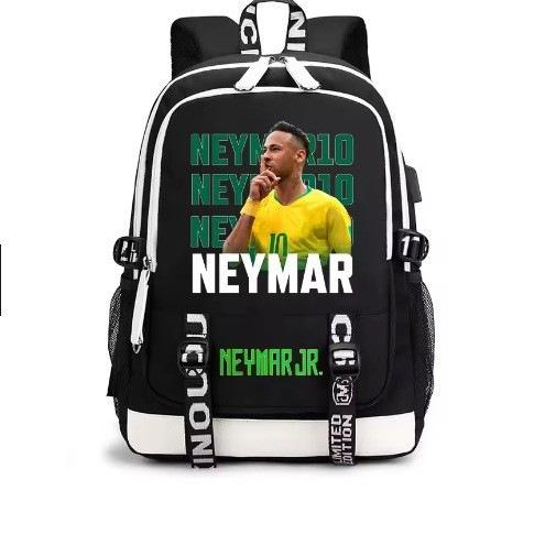 Neymar Neymar Football Print Student Bag Usb Backpack Leisure Outdoor Travel Bag