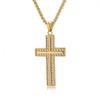 European American Hip-hop Titanium Steel Gold-plated Full Diamond Cross Necklace Niche Design High-end Timeless