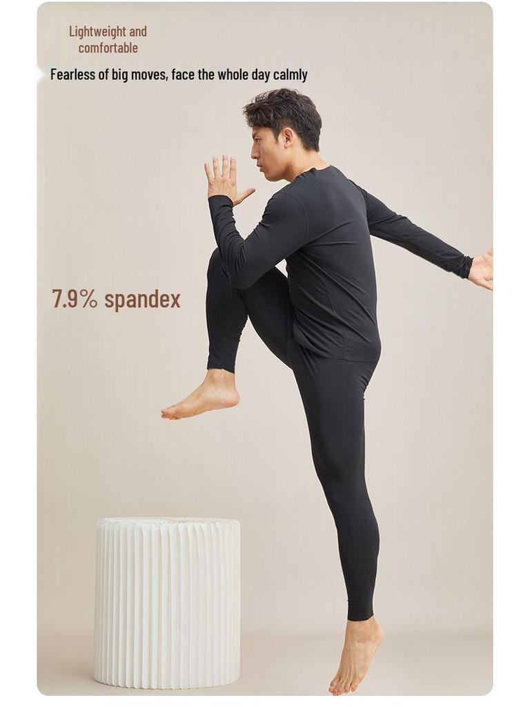Men's 80s Modal Seamless Thermal Underwear Set: Light, Warm Base Layer for Autumn/Winter