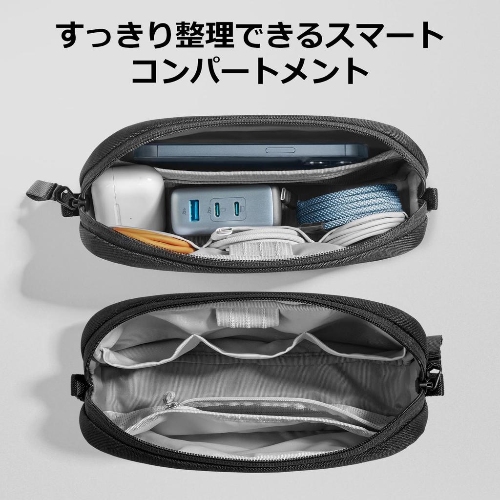 tomtoc Freestanding Gadget YKK Recycled Travel Black Compact, Pouch, Zipper, Materials, Pouch, Water-Repellent,