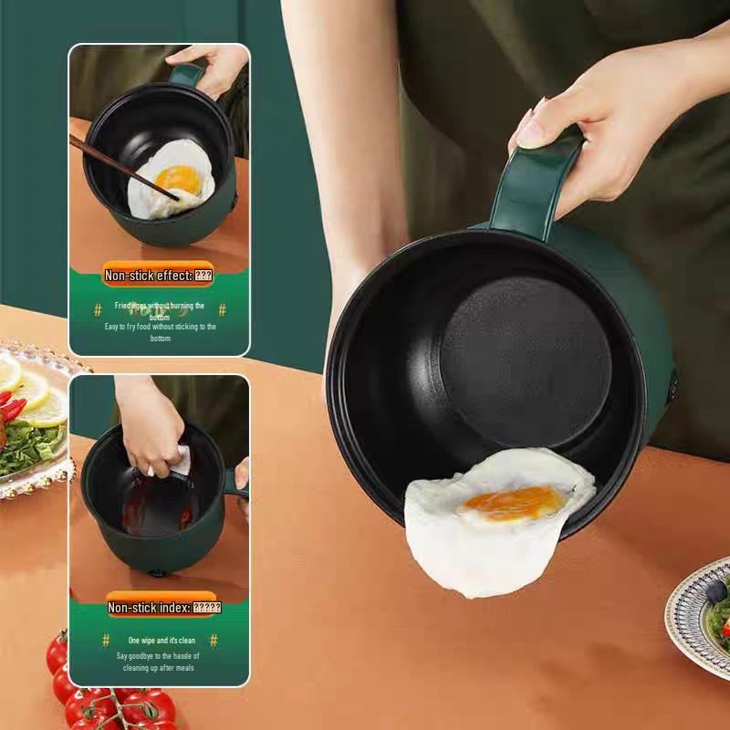 Kompakt Çok Fonksiyonlu Elektrikli Noodle Pişirici: Yapışmaz Tava & Yurtlar İçin Paslanmaz Çelik Sıcak Tencere