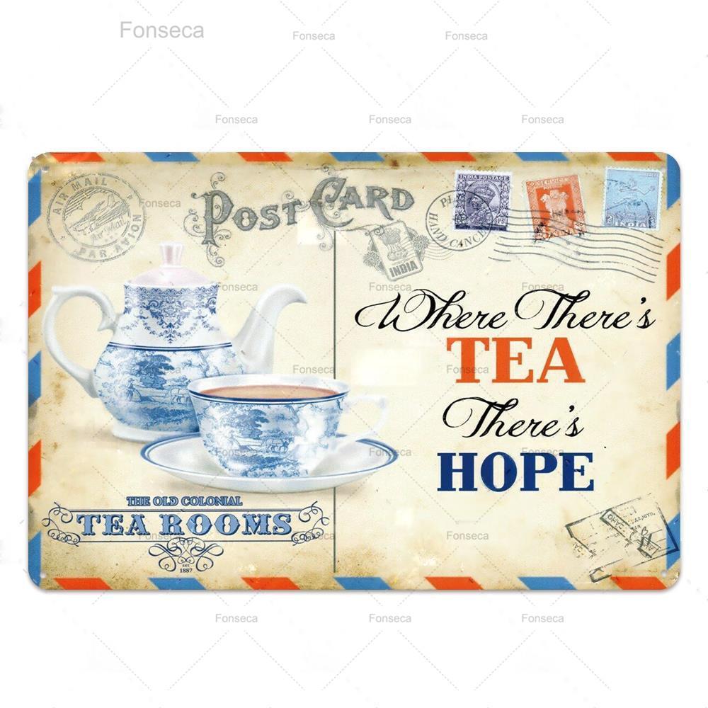 

Настенный декор для чайного бара, постер, табличка, металлическая табличка для чайного домика, железная картина, винтажная морская потертая шик, декоративная на кухне 20x30cm