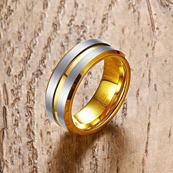 Rockyu Brand Popular Tungsten Ring for Simple Size Fashion Durable and Luxurious Men, 8mm, 10, Accessory,