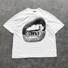 NUOVA T-shirt Labbra Grandi Y2k Bocca Grillz Bianca Unisex Camicia Y2k Streetwear T-shirt Abbigliamento Unisex Comoda S5XL