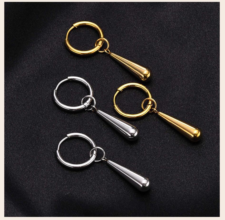 Long Water Drop Dangle Huggie Hoop Earrings for Women, Stainless Steel Teardrop Earrings Non Tarnish