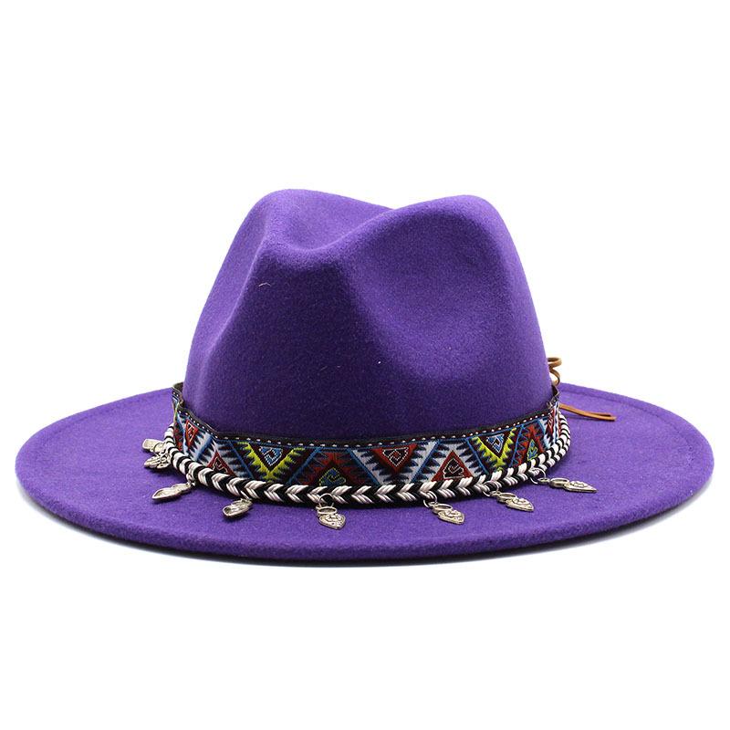 European, American and British style new classic jazz top hat simple fashion big eave hat men's and women's woolen hat