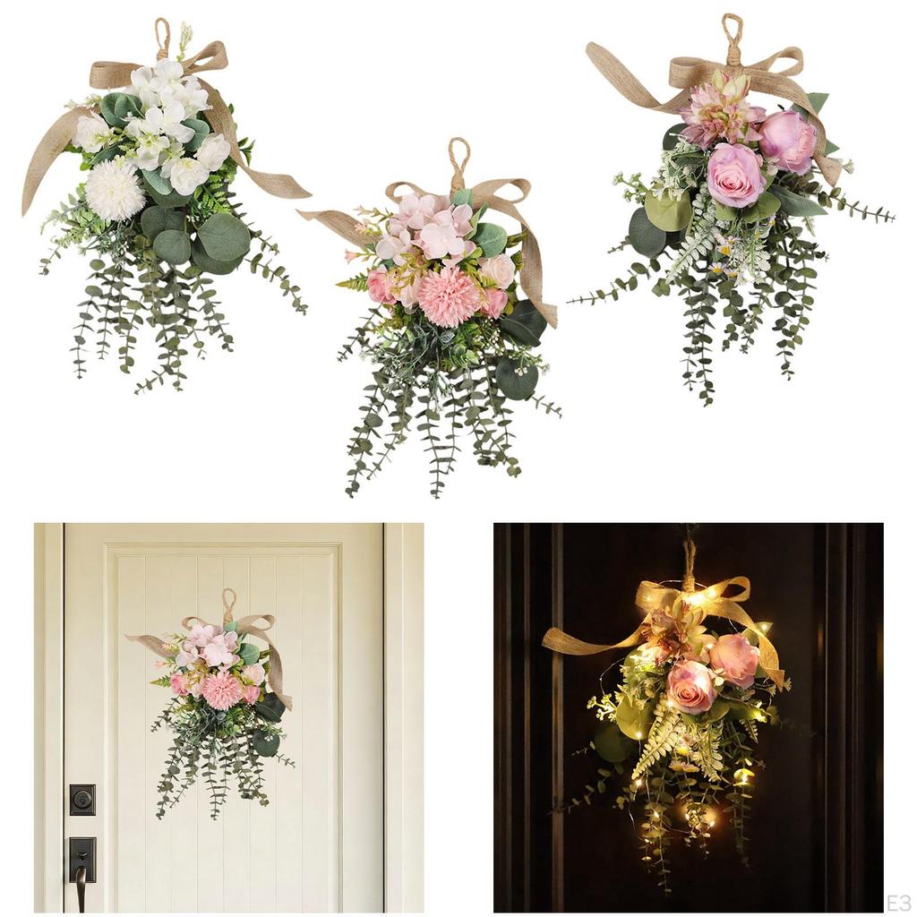 Artificial Floral Swag Flower Teardrop Wreath Decor Sturdy Garland for Wedding Anniversary