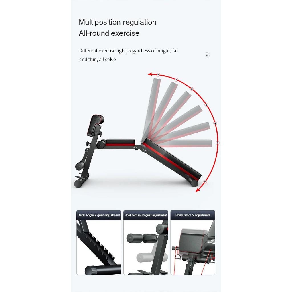 Fully foldable adjustable fitness bench, exercise use fitness dumbbell bench, multi-functional Roman chair, inclined bench