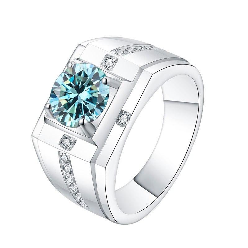 

Bague Ringen Real 1 Carat Moissanite Каблучки для чоловіків 100% 925 стерлінгового срібла Обручка Розкішні жіночі ювелірні аксесуари Подарунок 10 синій