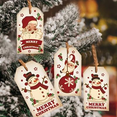 50 or 100 Pcs of Christmas Retro Creative Santa Tags - Great for Writing Gift Messages and Decorating Christmas Trees, Add A Vintage Touch