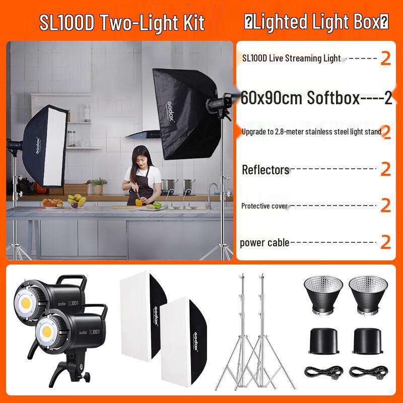 Godox SL100D LED Studio Video Light 2-Light Kit