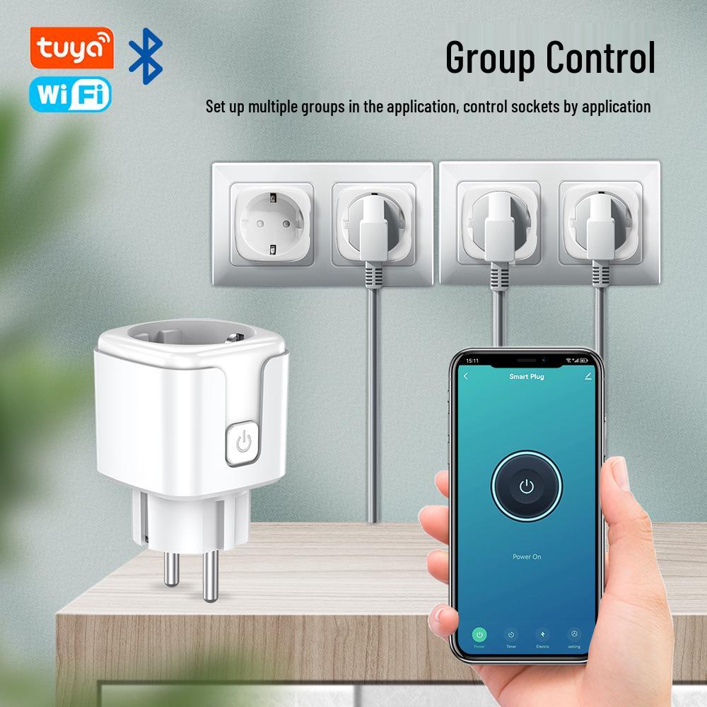 EU Standard Smart Tuya WiFi Socket with Timer, Alexa Remote Control & Metering