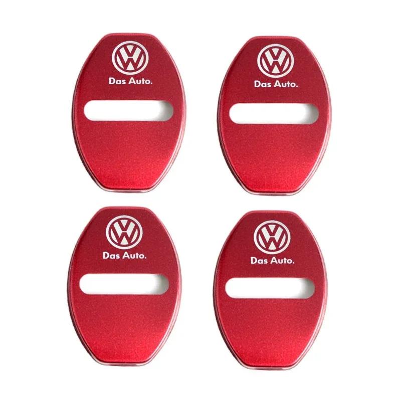 Dla VOLKSWAGEN VW 4 szt. Aluminiowe Nakładki na Zamki Drzwi Samochodowe Naklejki Ochronne dla Volkswagen Passat Touareg Tiguan Golf Bora Jetta