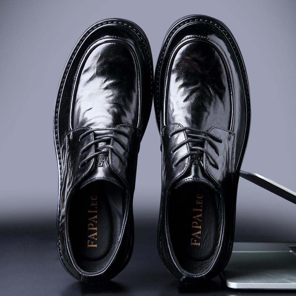 2025 New First-layer Cowhide Business Commuter Shoes Derby Shoes Men's Leather Shoes British Style Round Head Men's Trend Versatile