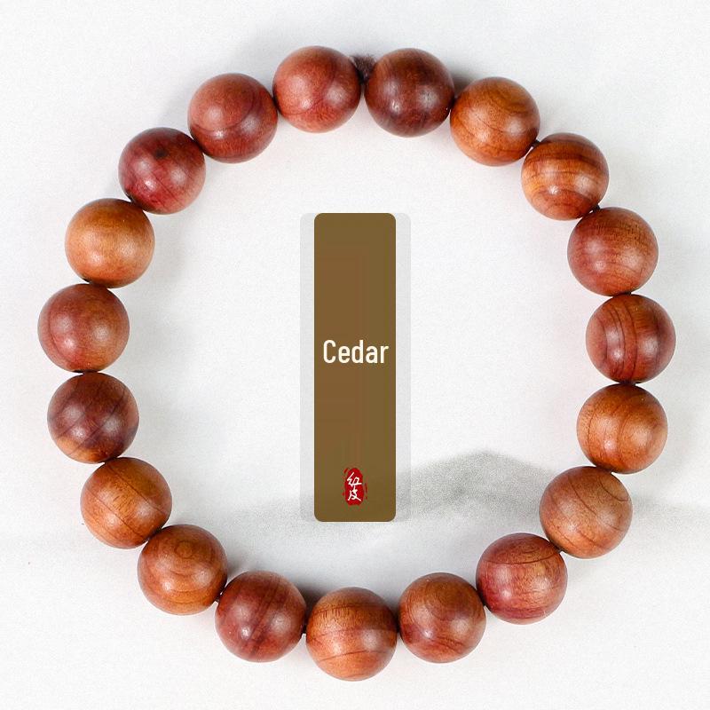Red Cedar Buddhist Beads Rosary Bracelet: Natural Fragrant Wood, Single Circle, Unisex Jewelry