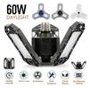 360 Degree LED Garage Lights E27 40/60/80W Deformable Ceiling Lights 3 Panel Adjustable for Garage Ceiling Workshop