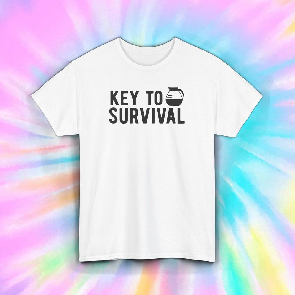 

Key to Survival T-Shirt Funny Coffee Lover Caffeine Addict Tee S-5XL 2XL