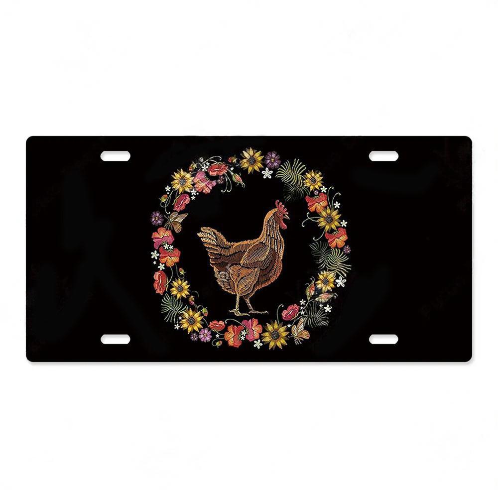 Vintage Metal Chicken Licenses Plate Signs Decor Plaque Metal Decoration for Hen House Door Farmhouse