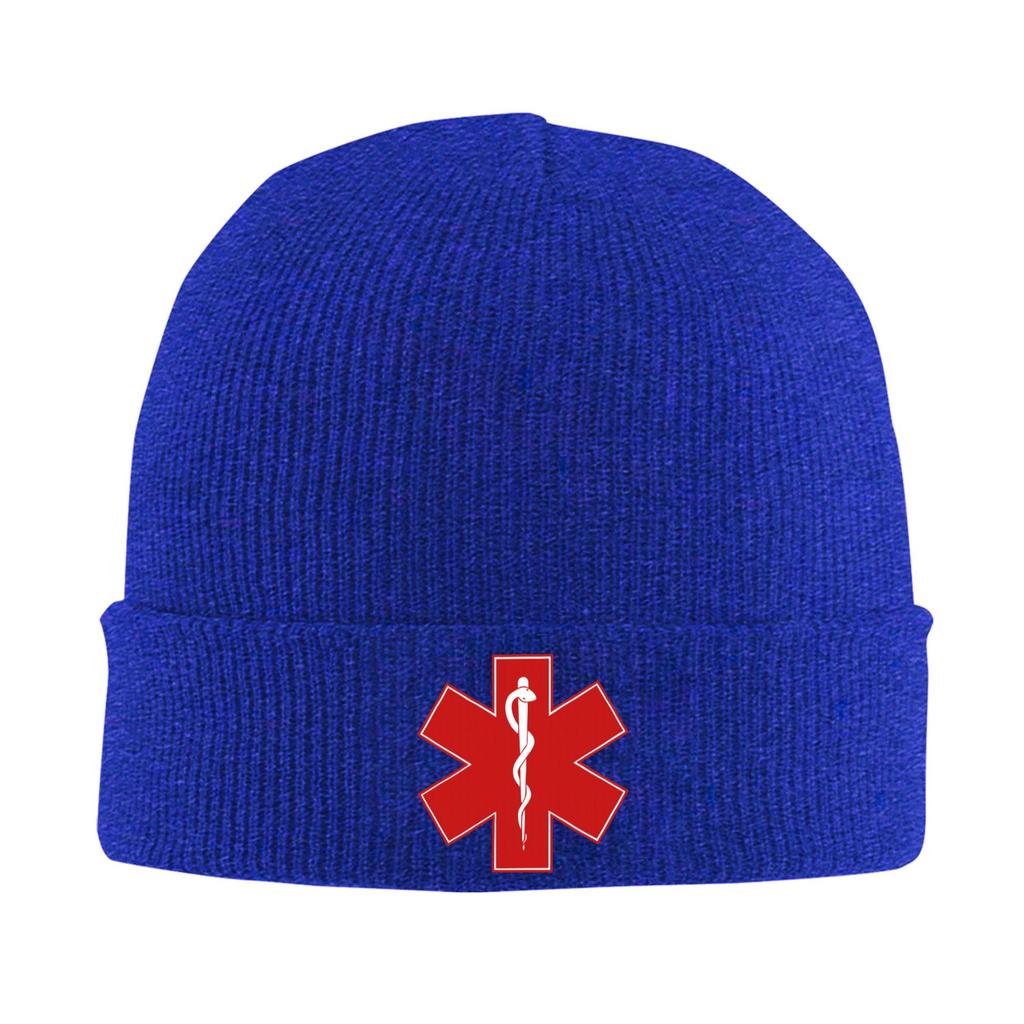 Emt Star Of Life Bonnet Hats  Fashion Knitted Hat For WoUnisex Unisex Autumn Winter Warm Emt Paramedic Medical Skullies Beanies Caps
