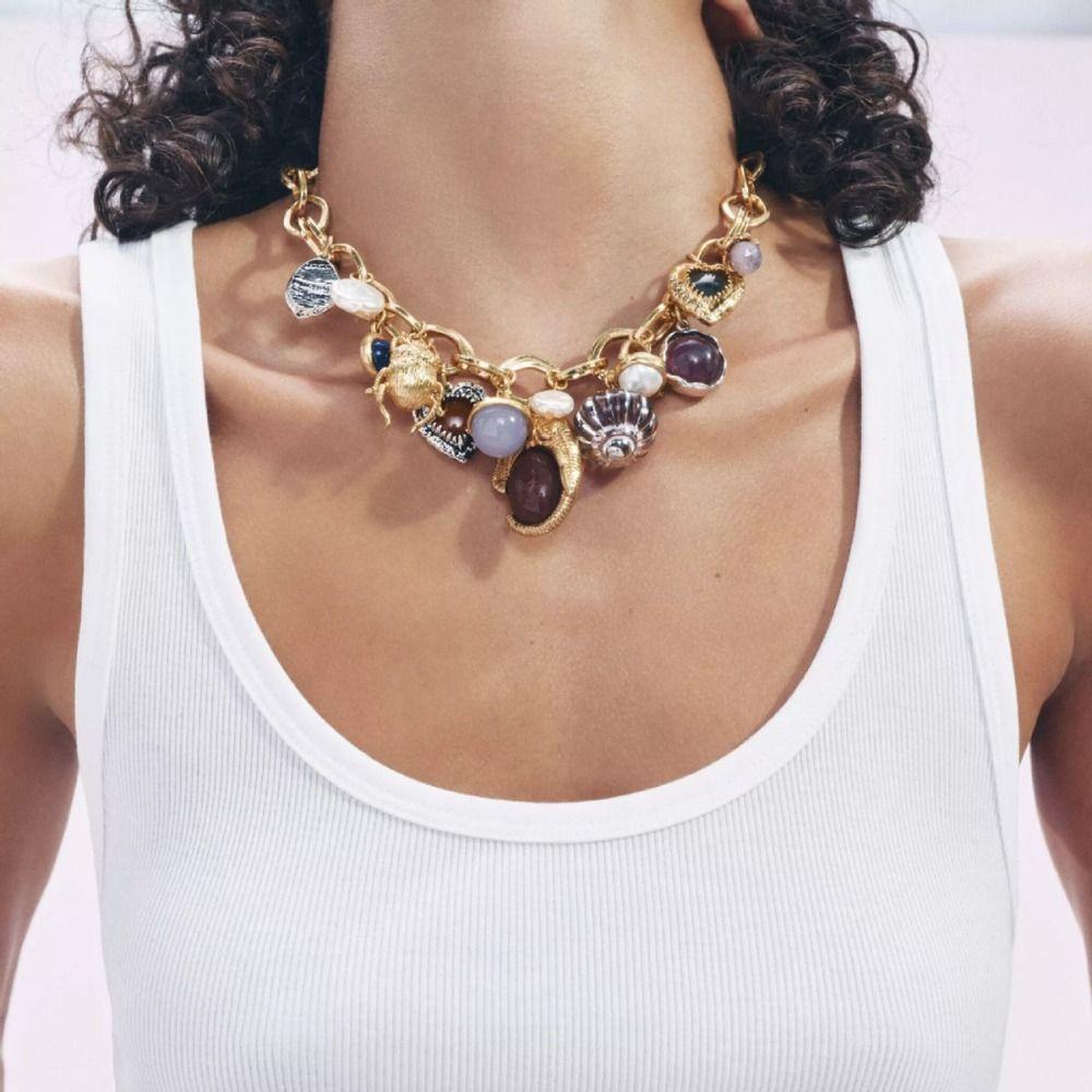 Literatur Mehrfachanhänger Kettenhalskette Schmuckset Vintage Ohrring Schlüsselbeinkette Frauen