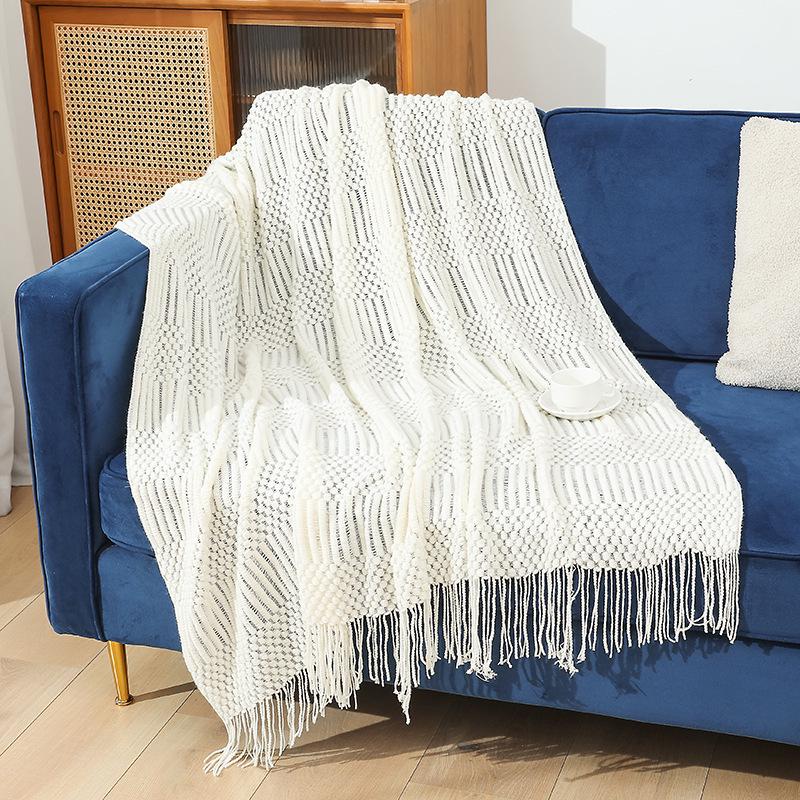 Nordic Tassel Knitted Blanket - Versatile Sofa, Bed, and Bay Window Throw