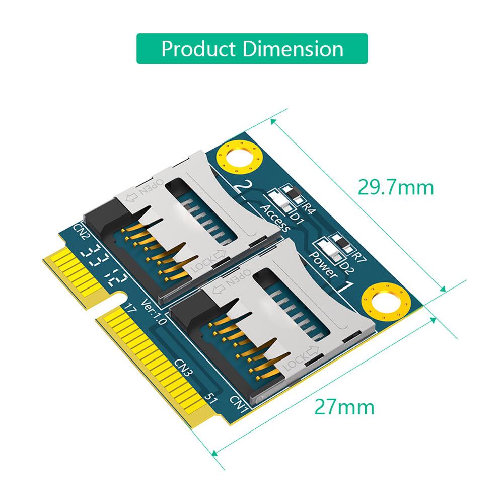 Dual TF Micro SD Card To Mini PCI-E Adapter Memory Card Converter Memory Card Reader Adapter for All PCI Express Mini Card Slot
