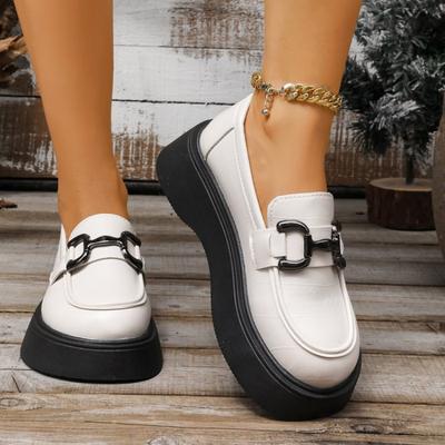 Fashionable New Comfortable Casual Women's Shoes Spring and Autumn Shallow Mouth Solid Color High Heels Thick Soled Shoes