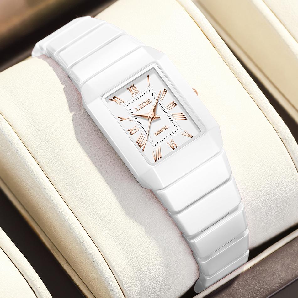 Kreative quadratische Uhr Damen Mode Wasserdicht Damen Quarz Uhr Lässig Sport Keramik Armband Armbanduhren Für Damen