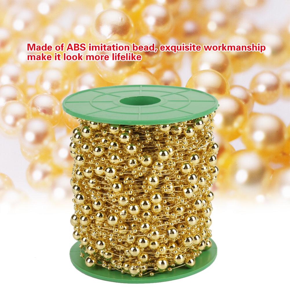 Rouleau de 60 m de fil de perles galvanisées pour guirlande de décoration de mariage à faire soi-même 3 mm + 8 mm(d'or)